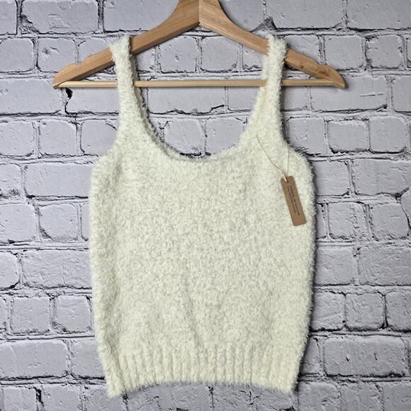 Skims Cozy Knit Soft Scoop Neck Cropped Tank Top Bone White New Size S/M - Picture 2 of 11